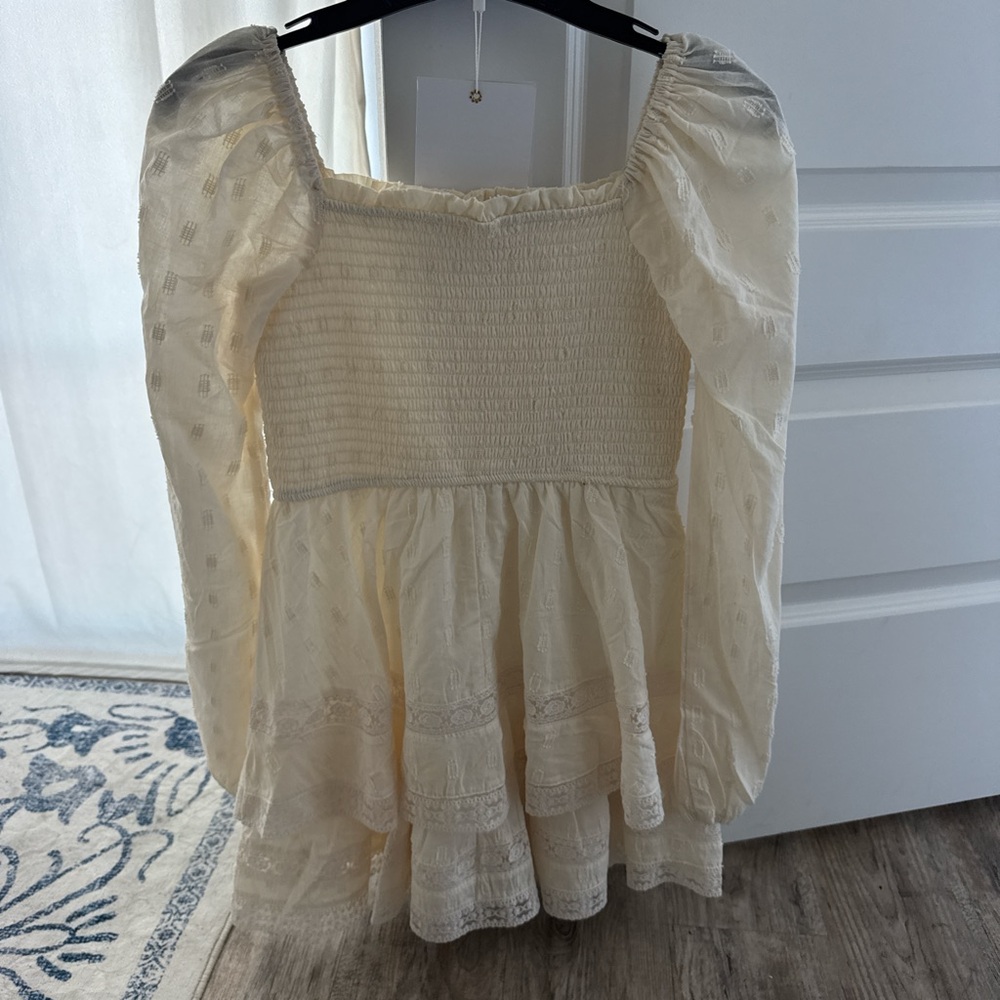 Altar'd State Cream Smocked Mini Dress